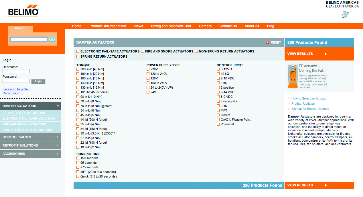 Belimo website enhancements