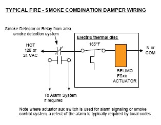 wiring fire and smoke damper actuator